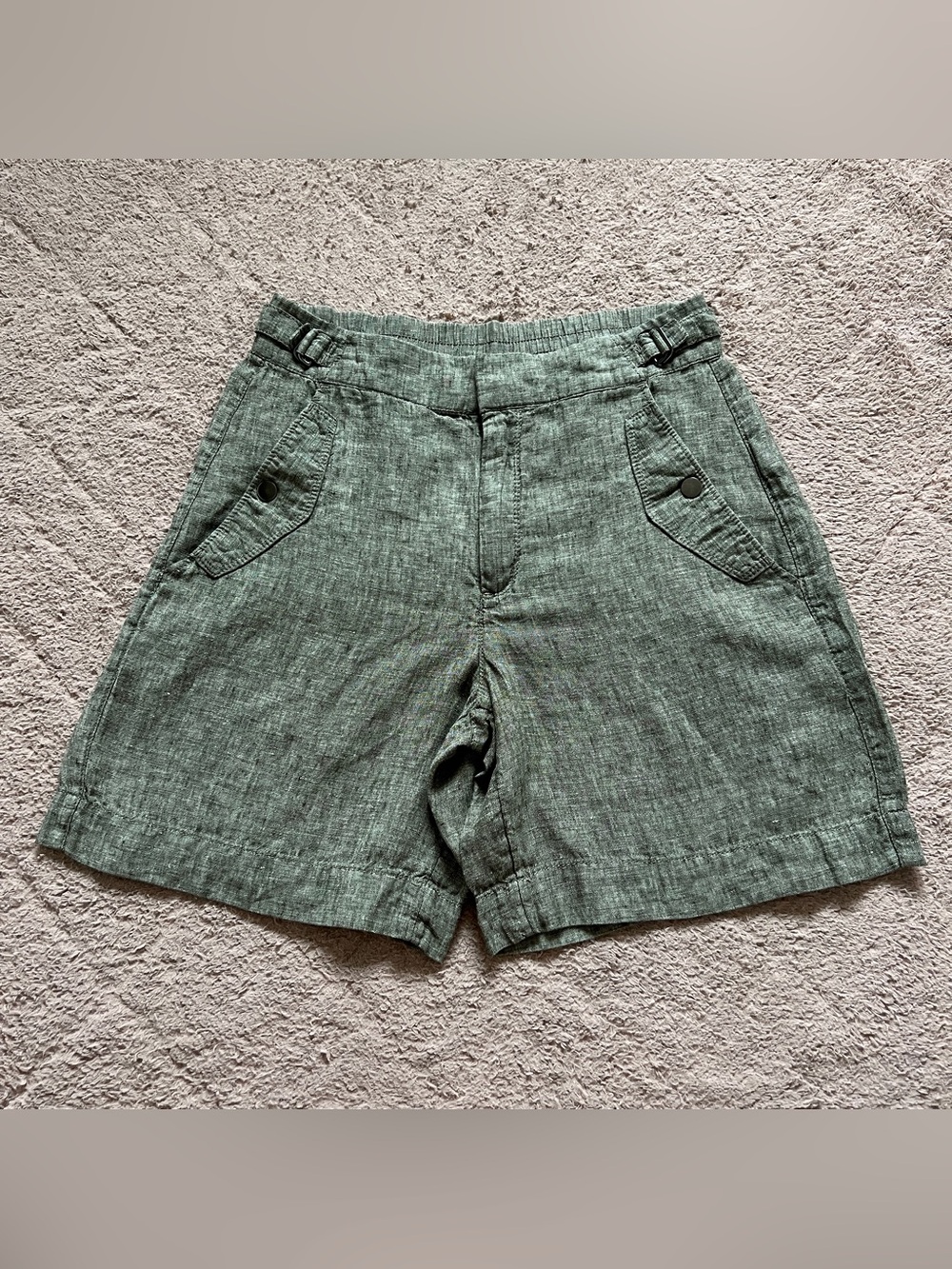 Athleta Voyager Linen Shorts High Rise Minimalist Preppy Coastal Capsule Sz 4